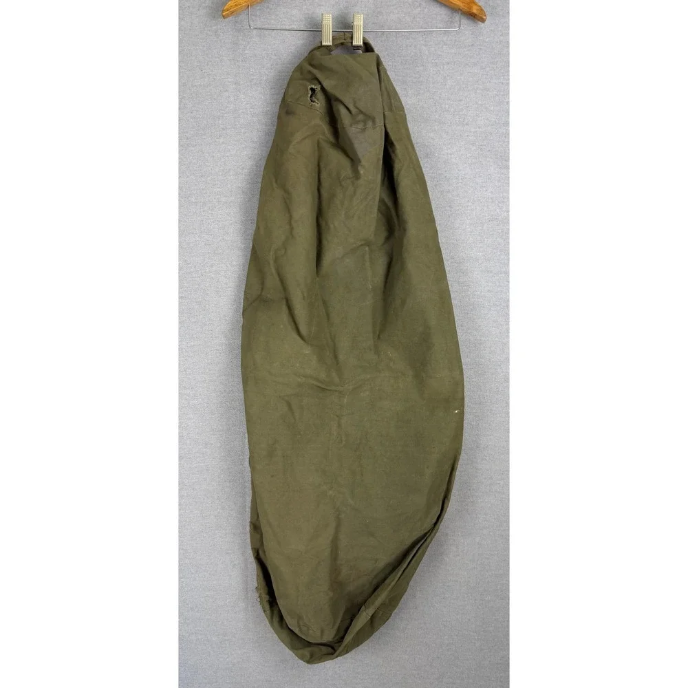 Vintage Military Surplus Canvas Duffle Bag Olive Drab Green Large 42 Inch Zipper